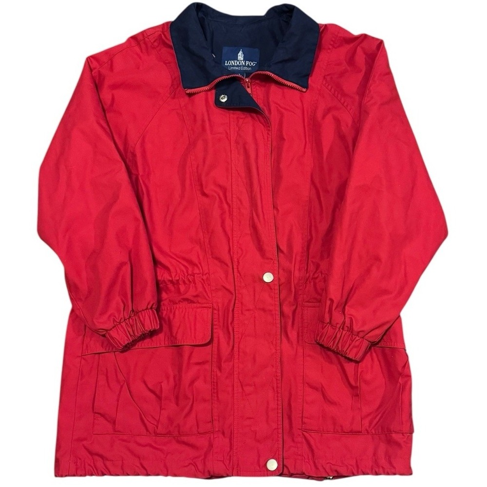 Y2K London Fog Limited Edition Red Nylon Anorak Jacket Women's L Adjustable‎